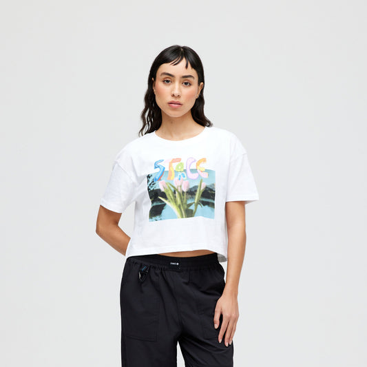 Stance Women's Bring Me Flowers Crop T-Shirt White |model