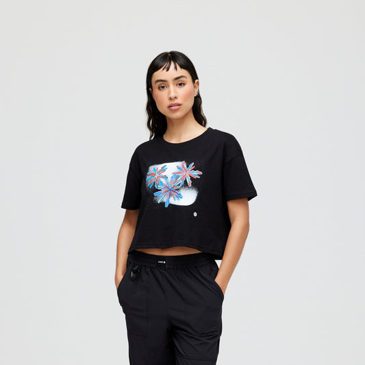 Stance Women's Bring Me Flowers Crop T-Shirt Black |model