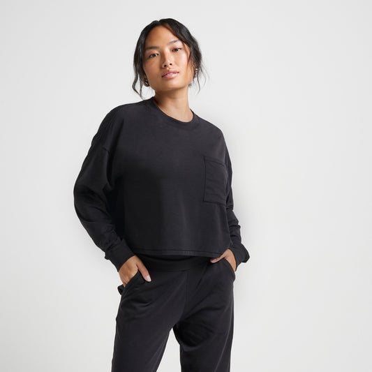 Stance Women's Lay Low Boxy Long Sleeve T-Shirt Black |model